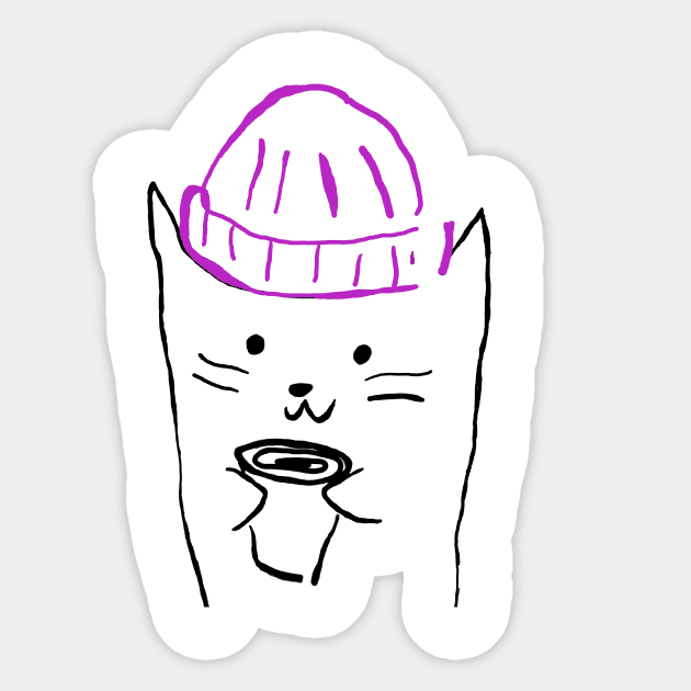 Cat In The Purple Hat Sticker by rail_rz